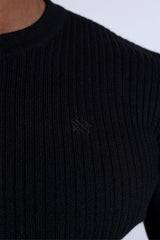 Jed North Men's Classic Henley Sweater  - Black