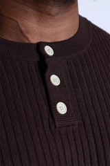 Jed North Men's Classic Henley Sweater  - Brown