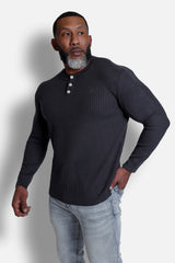 Jed North Men's Classic Henley Sweater  - Dark Gray