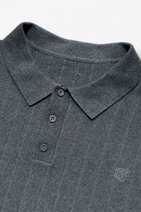 Jed North Men's Rib Knit Collared Polo  - Storm Gray