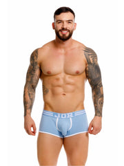 Light blue jor 2320 college trunks briefs with white trim and central seam for comfortable everyday wear