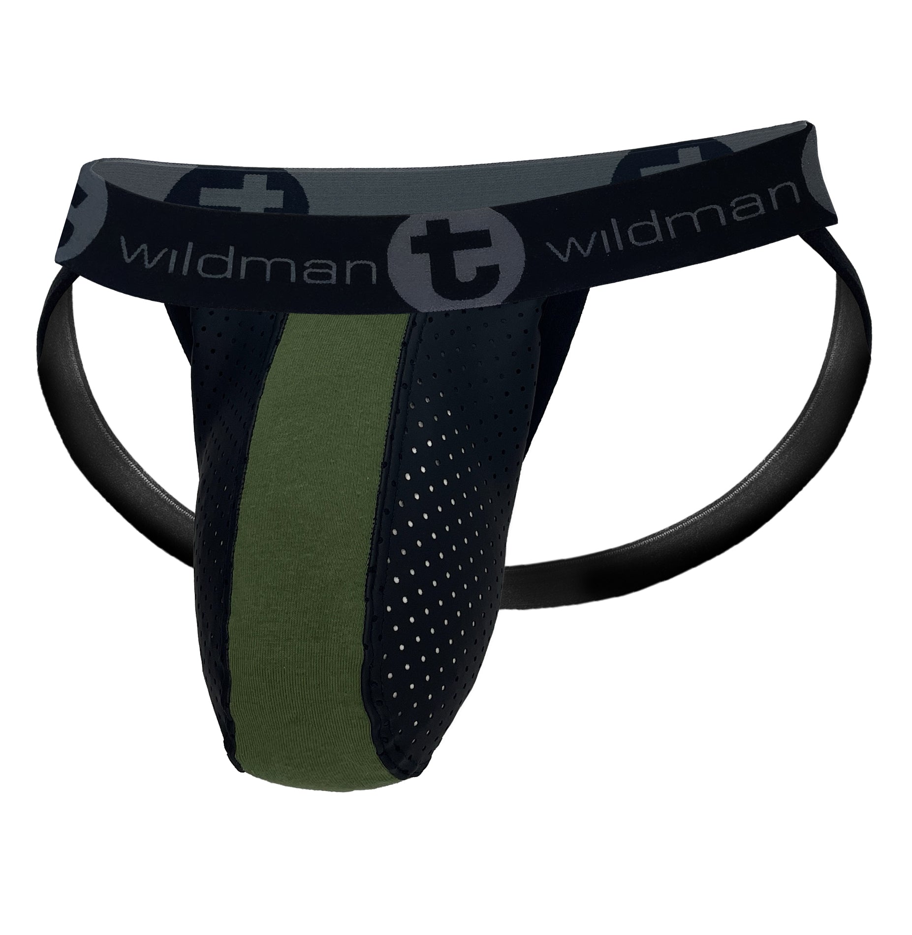 WildmanT Big Boy Pouch Rubber/Cotton Jockstrap Army Green
