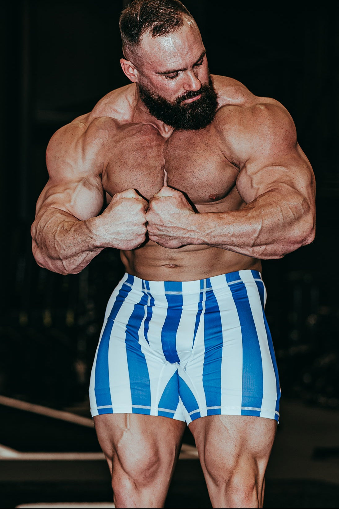 Jed North Men's Retro Bodybuilding Shorts - Blue & White