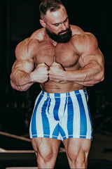 Jed North Men's Retro Bodybuilding Shorts - Blue & White