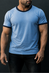 Jed North Muscle-Fit Ringer-T-Shirt für Herren – Electric Blue
