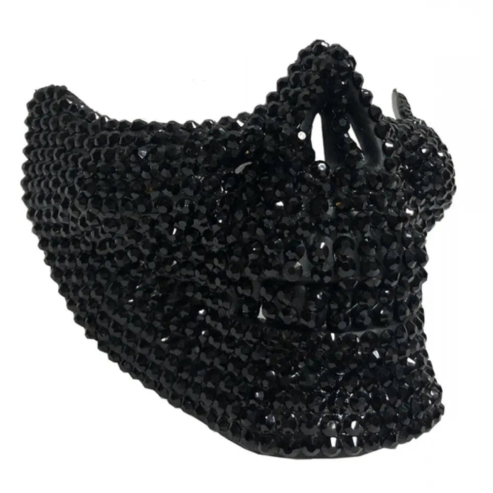 Masque demi-visage tête de mort à strass KBW Global - Noir
