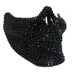Masque demi-visage tête de mort à strass KBW Global - Noir