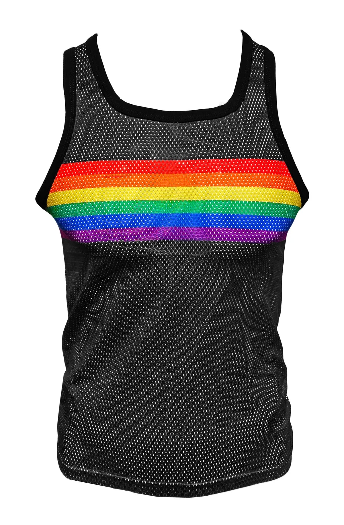 Regenbogenfarbenes Bruststreifen-Netz-Tanktop