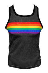 Regenbogenfarbenes Bruststreifen-Netz-Tanktop