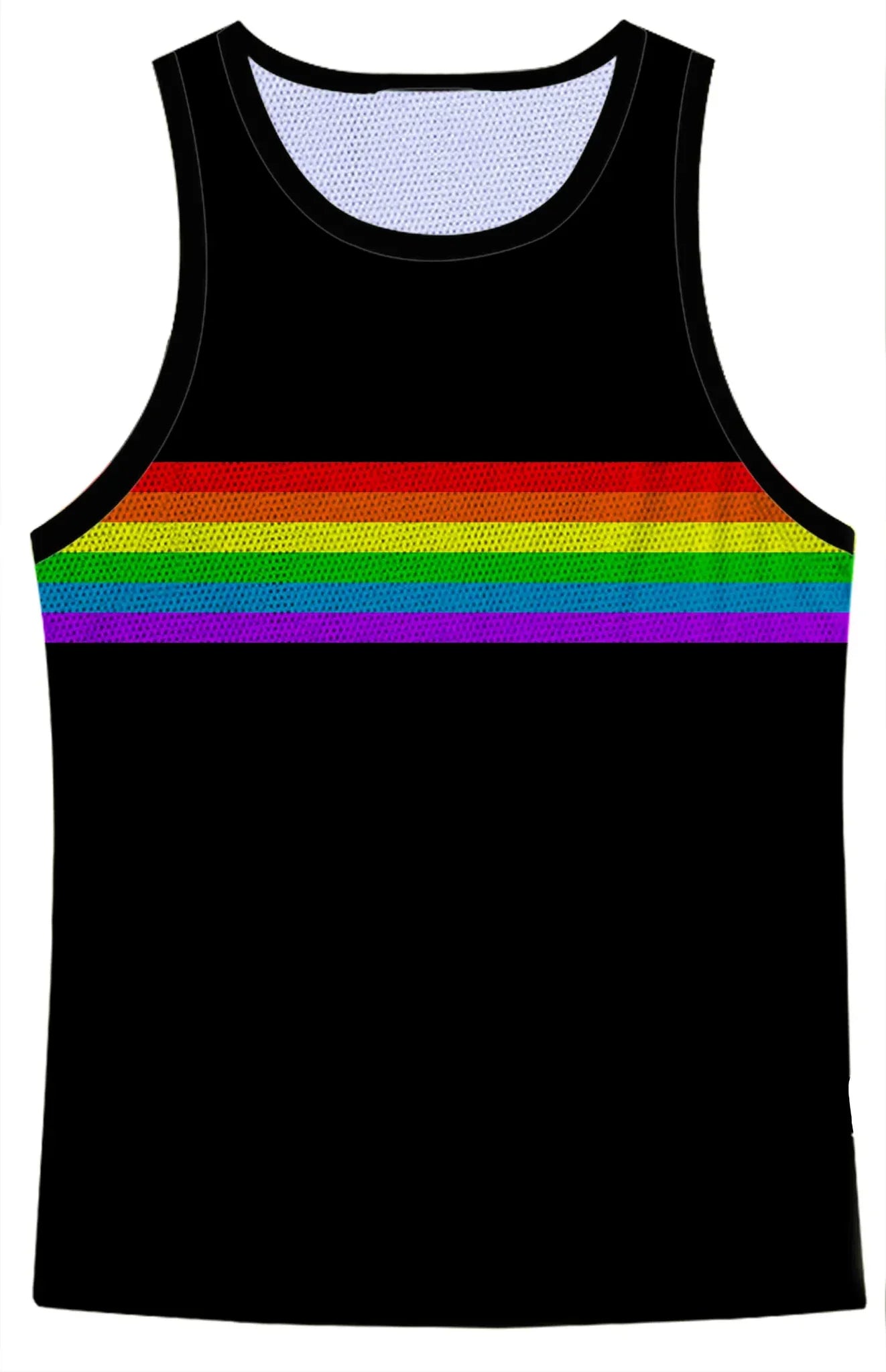 Regenbogenfarbenes Bruststreifen-Netz-Tanktop
