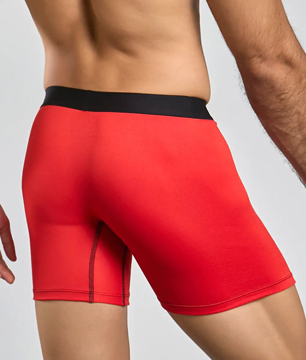 Red athletic briefs with black waistband from malebasics classic tripack for comfortable everyday wear