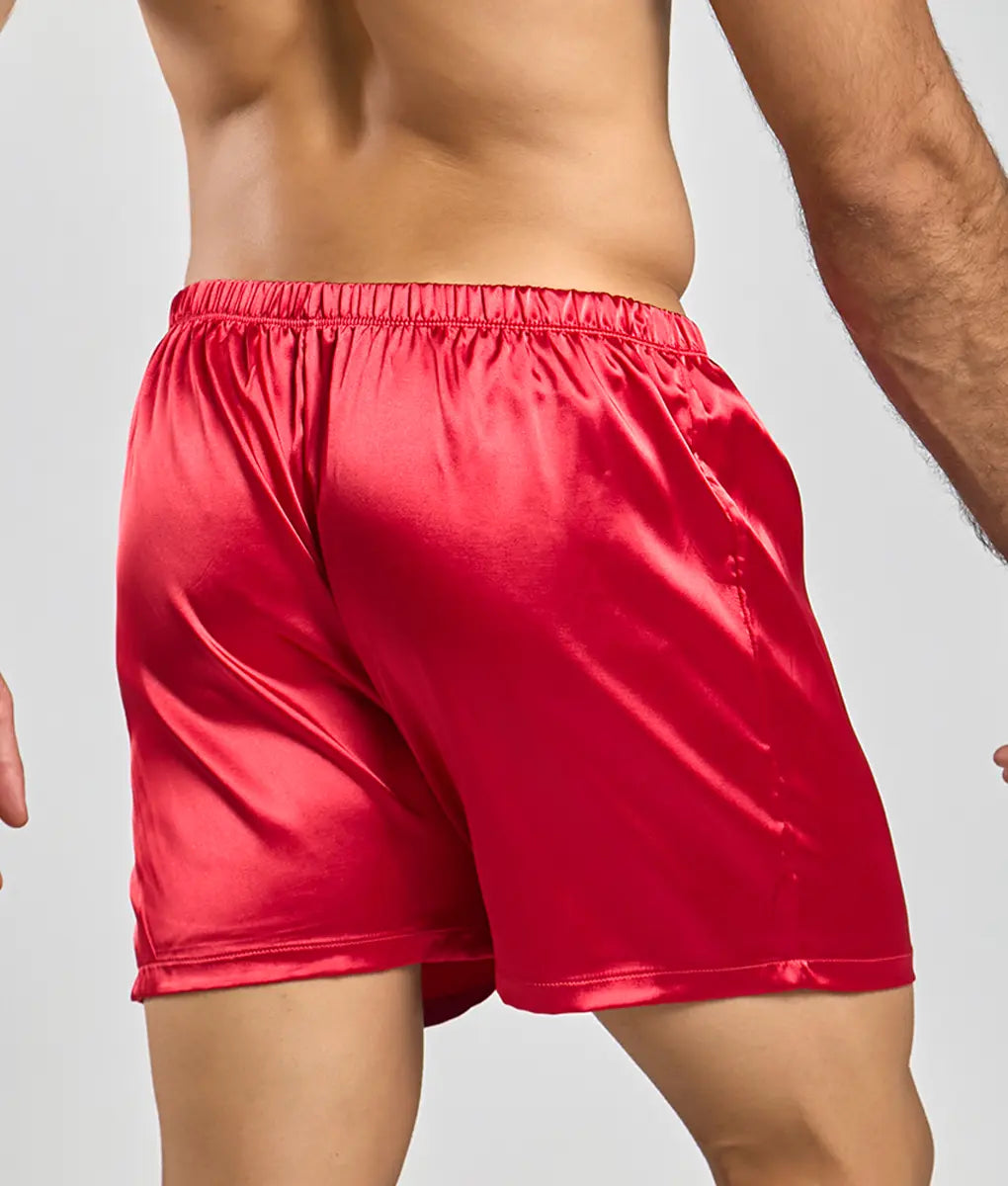 Malebasics shorts satin red satin shorts with elastic waistband for comfortable casual wear