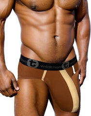 WildmanT Monster Cock Cotton Brief with Stripe Brown and Tan