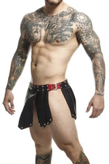 MaleBasics Lingerie Homme DMBL10 Jupe Romaine DNGEON Couleur Noir-Rouge