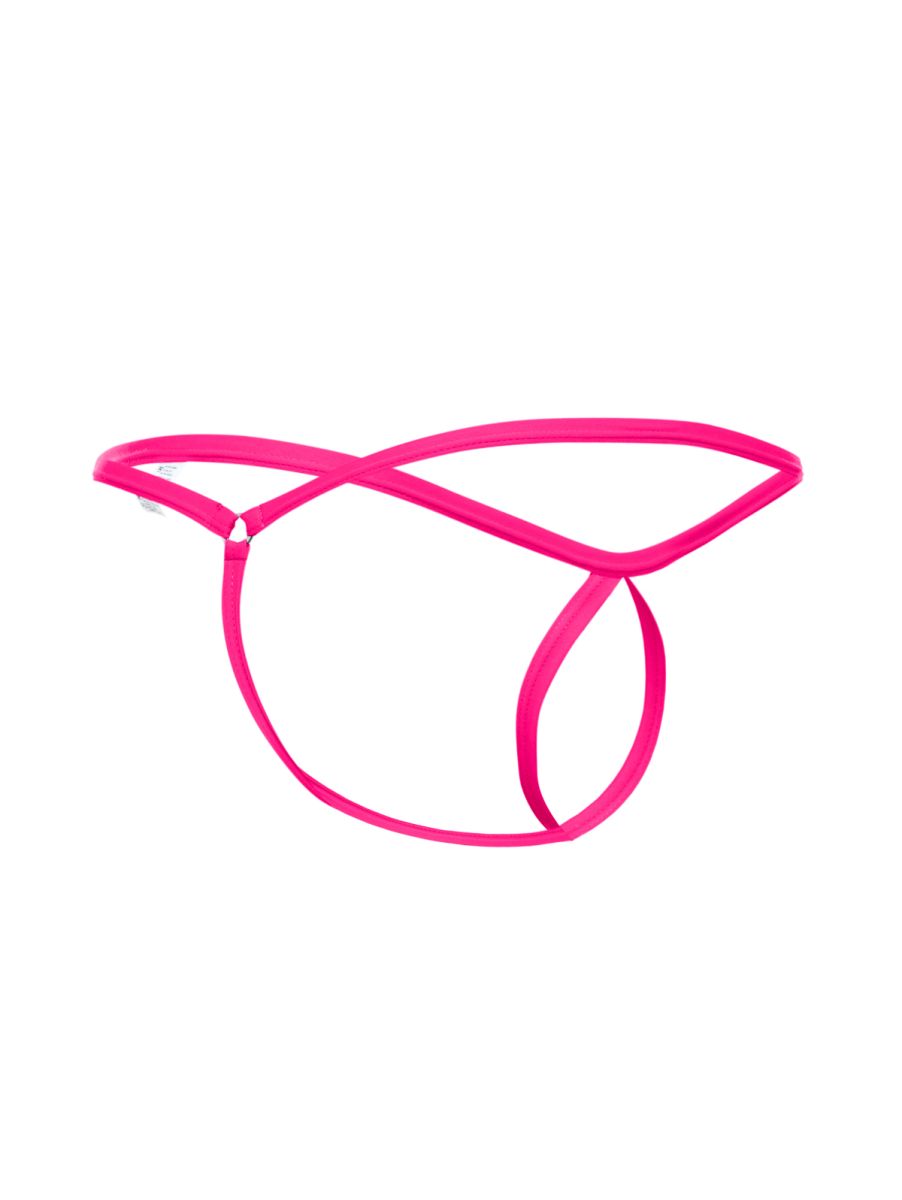 MaleBasics MBL24 Tear Drop thong in hot pink with thin straps and a distinctive crisscross front design