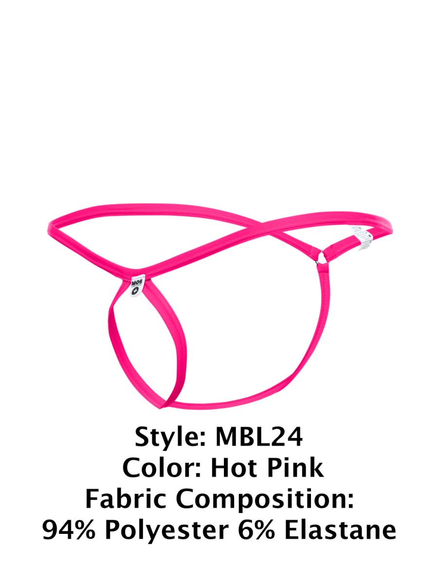 Hot pink malebasics mbl24 tear drop thong with sleek crisscross design made of 94 polyester 6 elastane