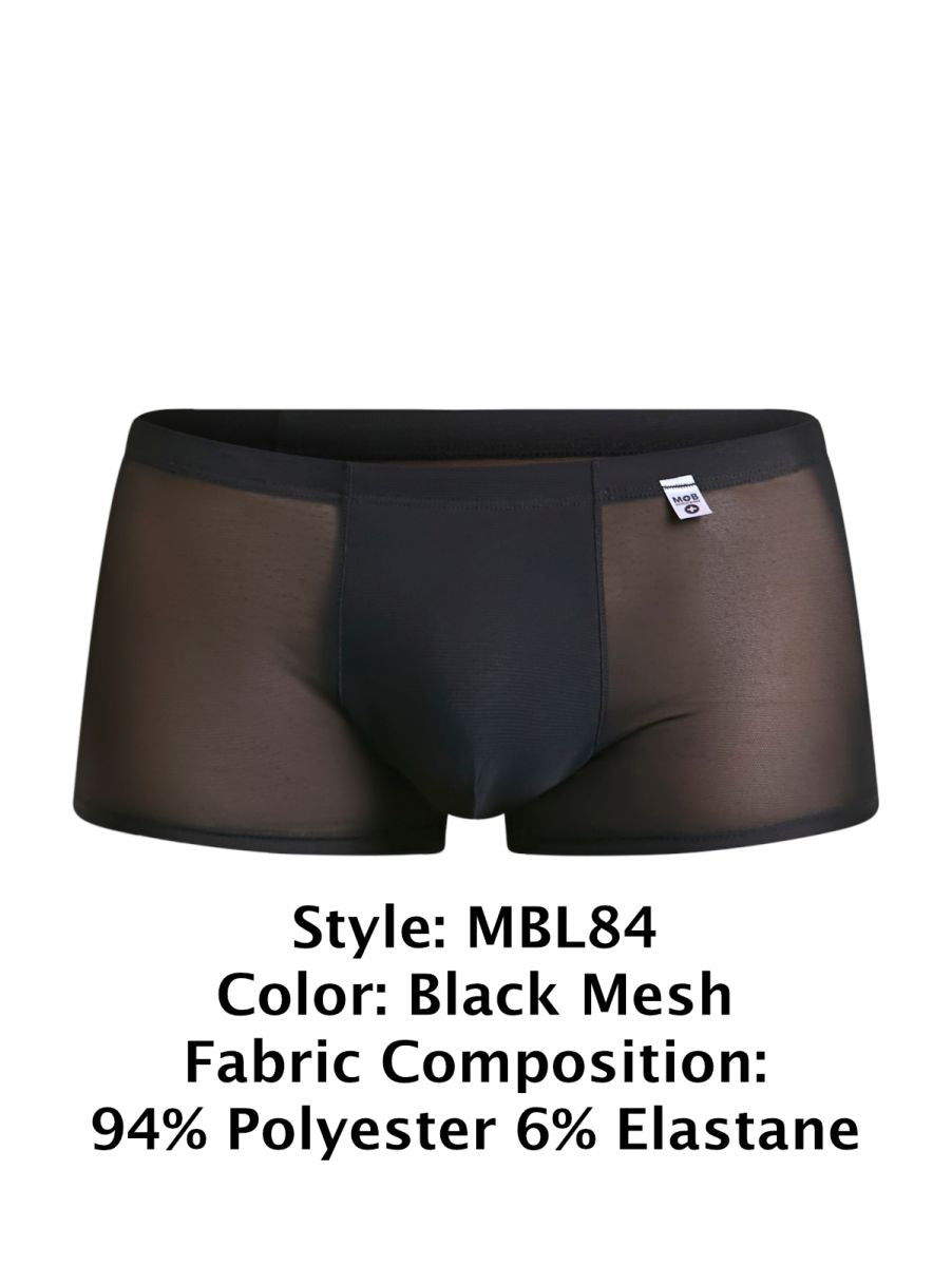 Malebasics mbl84 classic pouch trunks black mesh briefs with sleek form-fitting design made of polyester and elastane