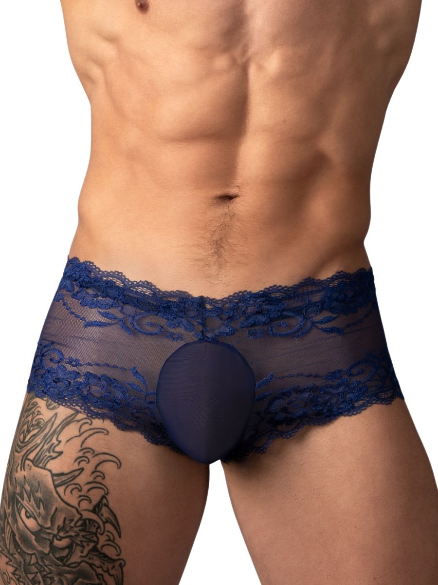 Male Power 127-280 Sassy Lace Mini Short Transparenter Beutel Farbe Navy