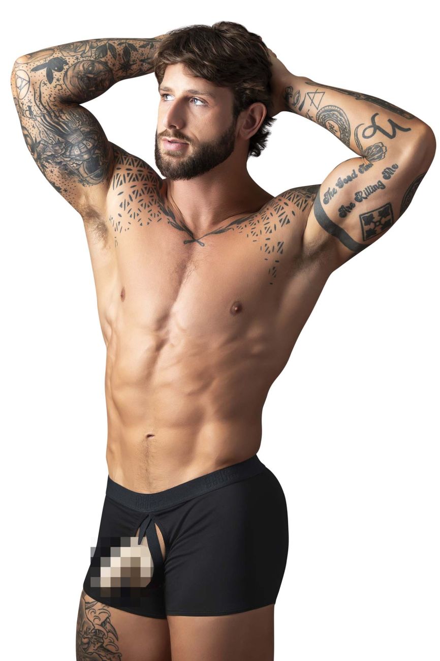 Male Power 162-304 Open Ended Moonshine Short Open Front Elastic Cock Ring Color Black