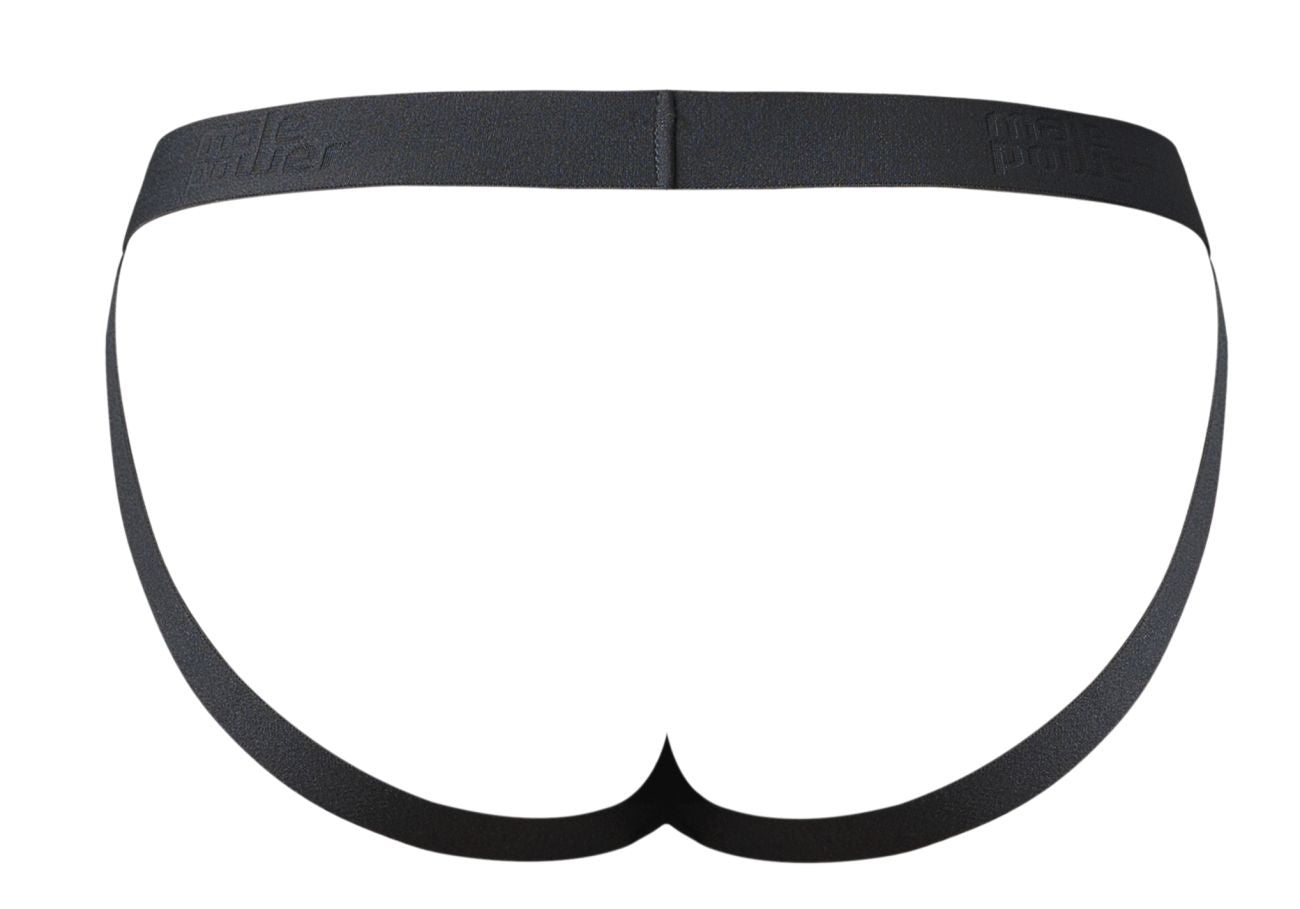 Male Power 348-304 Offener Jockstrap mit offener Vorderseite, elastischer Penisring, Farbe Schwarz