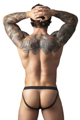Male Power 348-304 Offener Jockstrap mit offener Vorderseite, elastischer Penisring, Farbe Schwarz