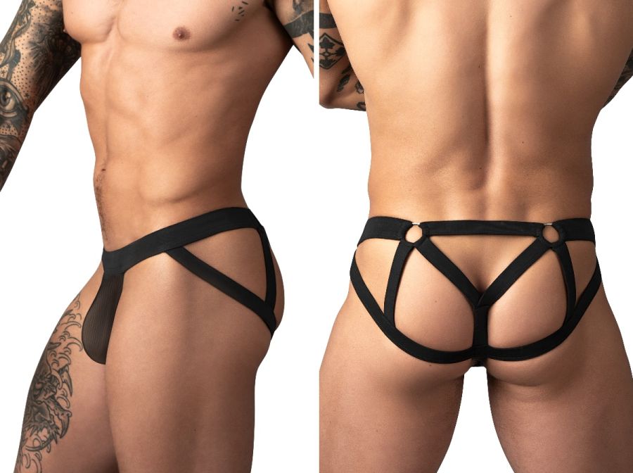 Male Power 352-307 Mesh 2 Strappy Ring Jockstrap, Farbe Schwarz
