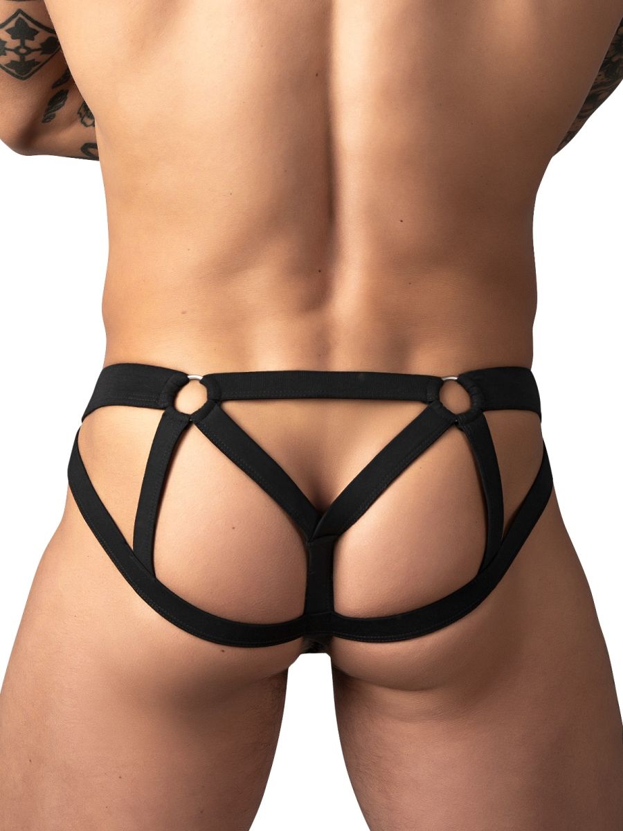 Male Power 352-307 Mesh 2 Strappy Ring Jockstrap, Farbe Schwarz