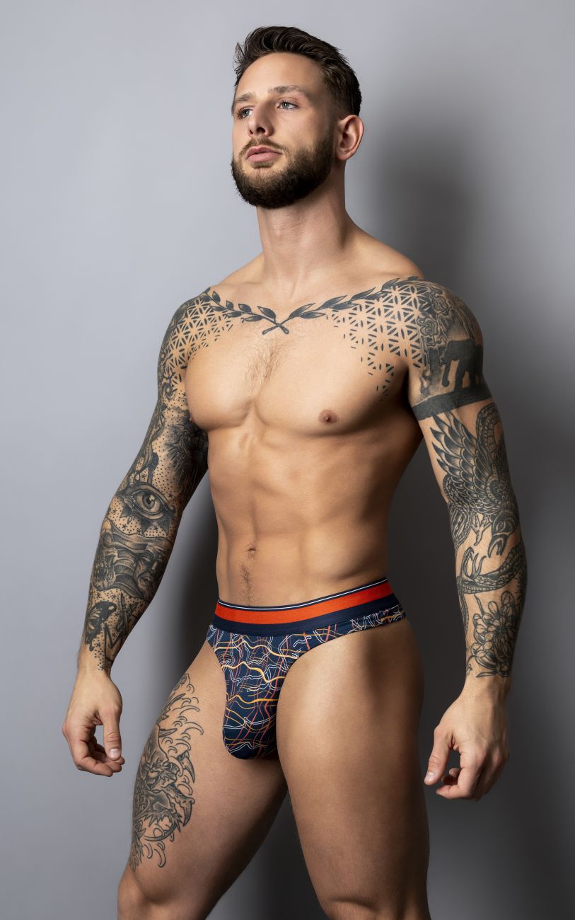 String Male Power 412-299 Soo Cumfy, couleur bleu marine et orange