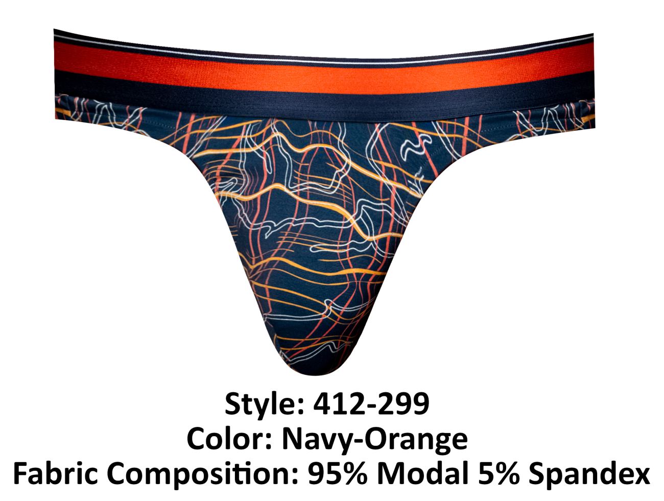 String Male Power 412-299 Soo Cumfy, couleur bleu marine et orange