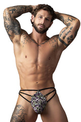 Male Power 419-303 Gridlocked Thong Straps-Rings Color Printed