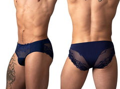 Male Power 492-280 Sassy Lace Bikini mit genähter Tasche, Farbe Marineblau
