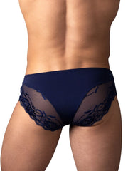 Male Power 492-280 Sassy Lace Bikini mit genähter Tasche, Farbe Marineblau