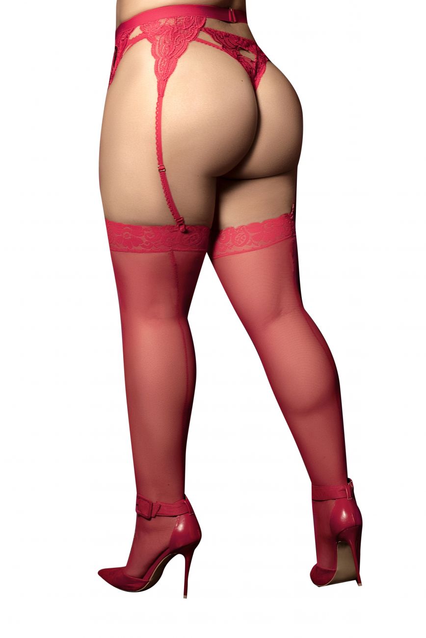 Mapale 1094X Mesh Thigh Highs Color Red