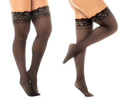 Mapale 1108 Sheer Thigh Highs with Stay Up Color Black