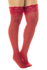 Mapale 1108 Sheer Thigh Highs with Stay Up Color Red