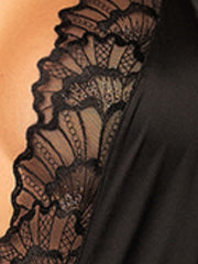 Mapale 75012 Lingerie Seductive Lace Halterneck Sleep Romper Color Black