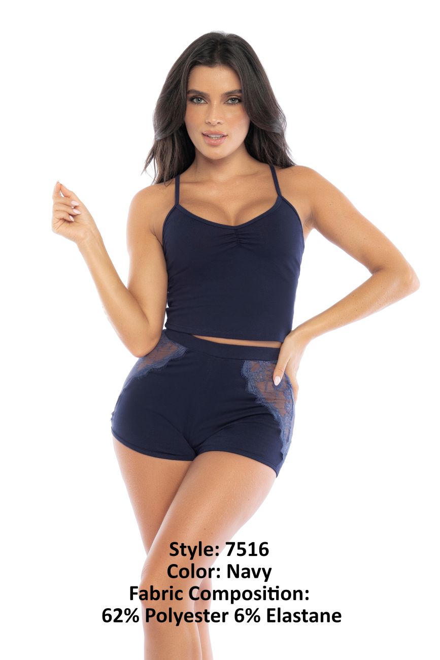 Ensemble pyjama deux pièces Mapale 7516 haut et short couleur bleu marine