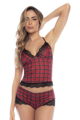 Mapale 7589 Two Piece Pajama Set Color Red Plaid