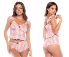 Mapale 7592 Two Piece Pajama Set Color Vichy Pink Plaid