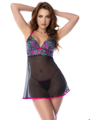 Mapale 7629 Babydoll and Matching Panty Color Midnight Garden