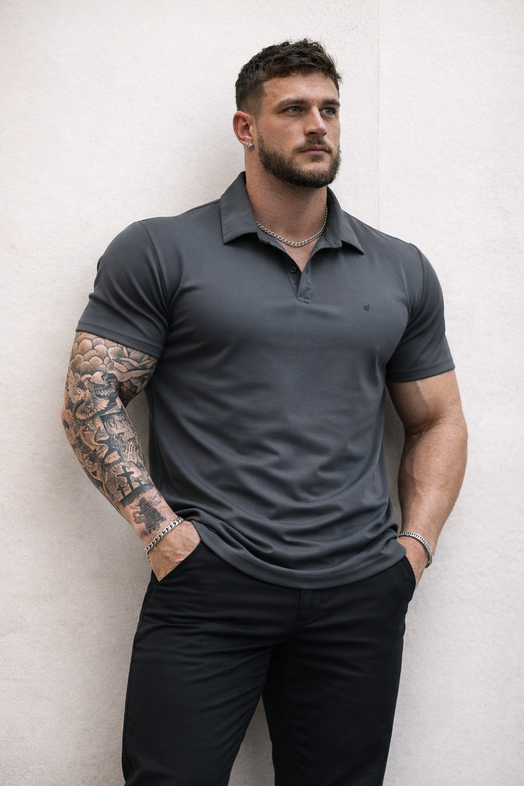 Jed North Men's Fast-Dry Polo T-Shirt - Dark Gray