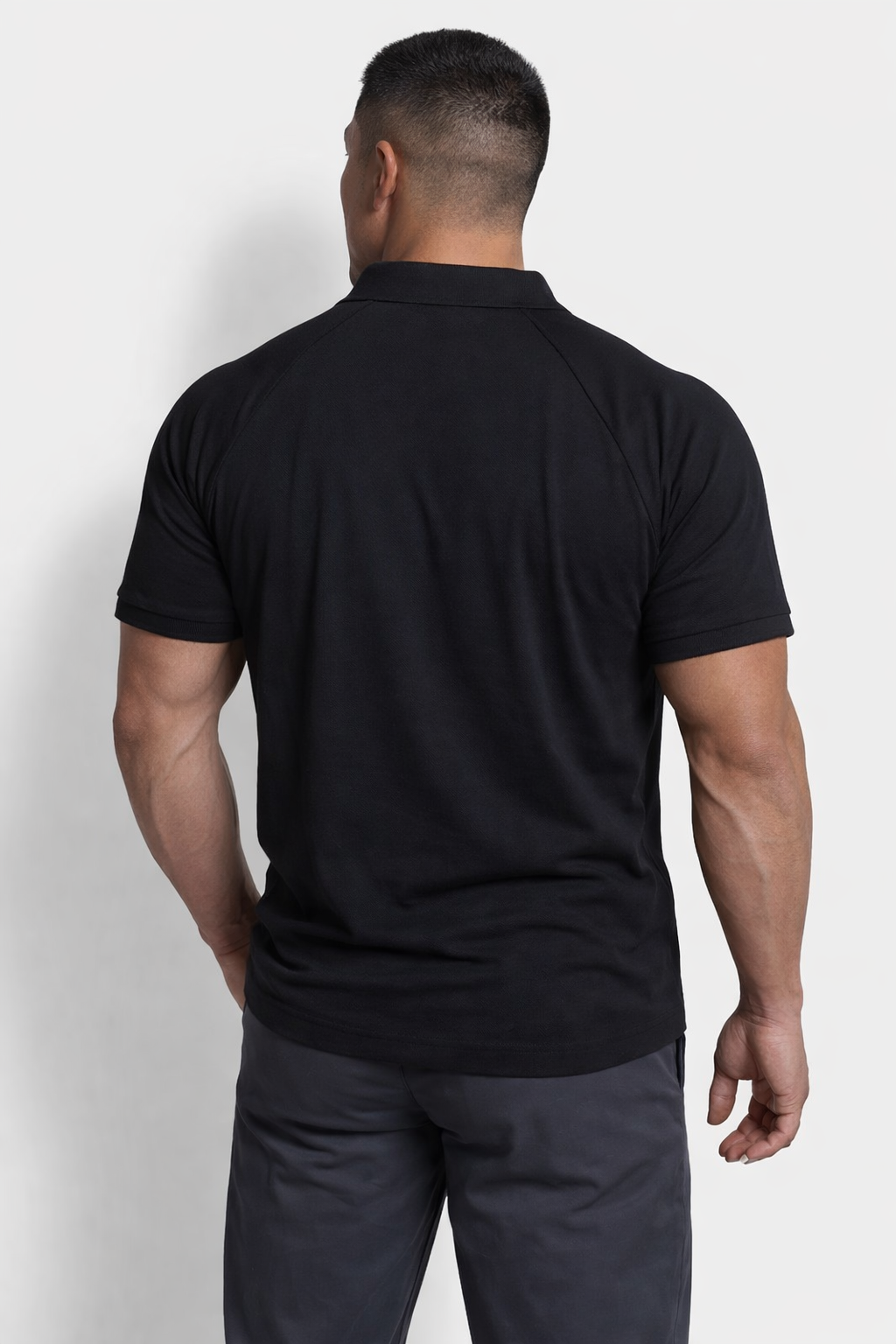 Jed North Men's Premium Muscle-Fit Polo Tee w/ Zipper - Black