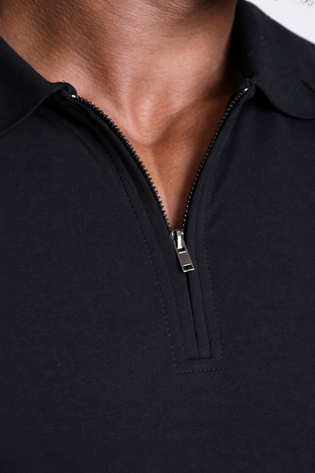 Jed North Men's Premium Muscle-Fit Polo Tee w/ Zipper - Black