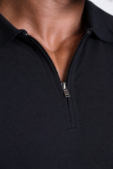 Jed North Men's Premium Muscle-Fit Polo Tee w/ Zipper - Black