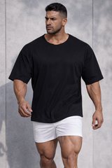 Jed North Herren Raw-Cut Boxy Crop T-Shirt - Schwarz