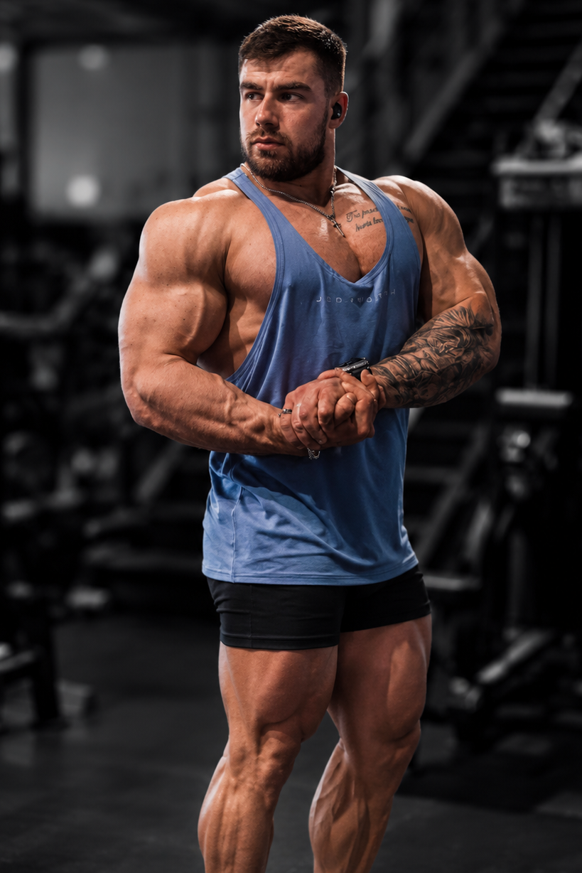 Jed North Herren Classic Bodybuilding Racerback Stringer - Blau