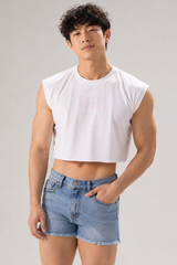 JJ Malibu Herren Escapism Muscle-Fit bauchfreies Tanktop - Rindfleisch
