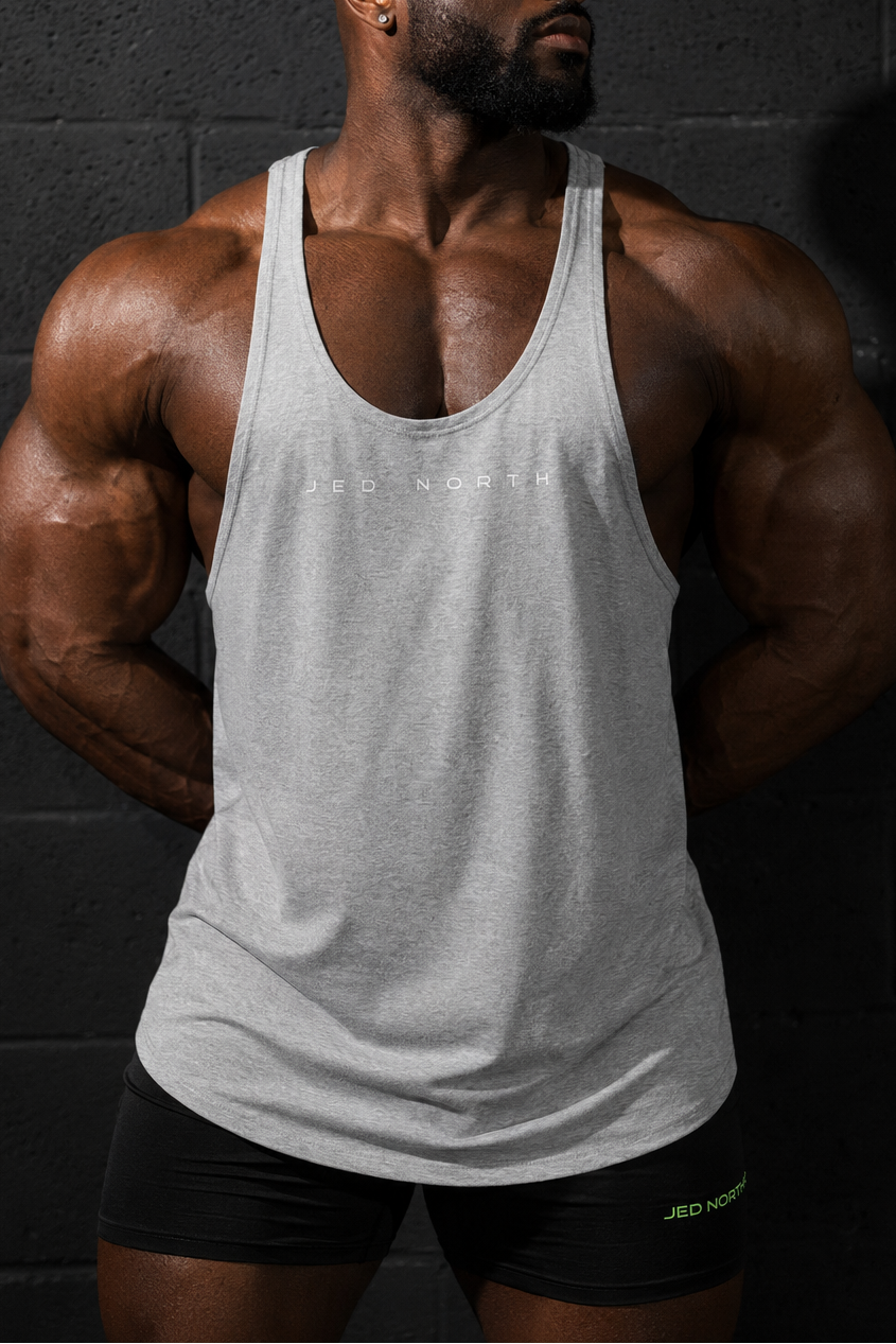 Jed North Herren Classic Bodybuilding Racerback Stringer - Hellgrau