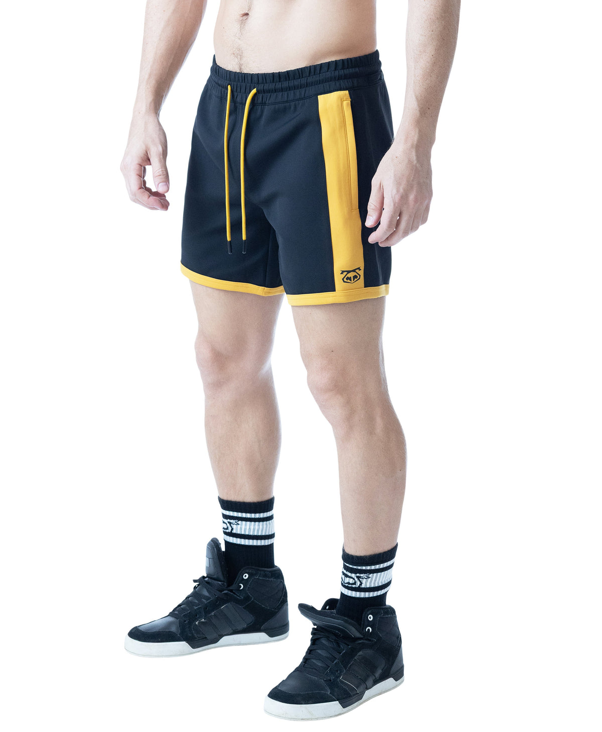 Short de rugby pour homme Ink de Nasty Pig - Noir/Jaune cadmium