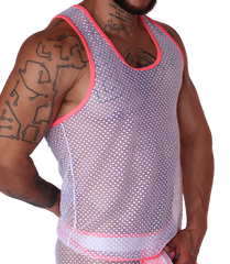 Net Fuchsia Tank front view by Gigo Underwear